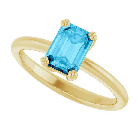 14K Yellow Gold Natural Aquamarine Solitaire Ring