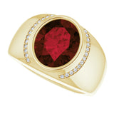 14K Yellow Natural Mozambique Garnet & 1/8 CTW Natural Diamond Ring