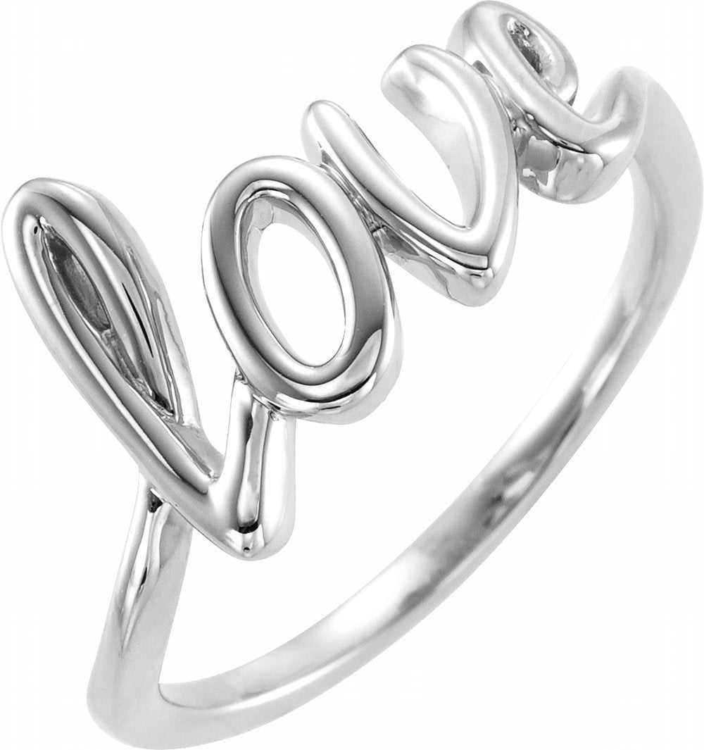 14K White Love Ring