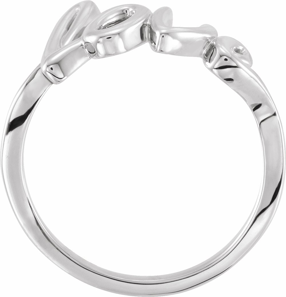 14K White Love Ring