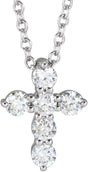 14K White 1/4 CTW Lab-Grown Diamond Cross 16-18" Necklace