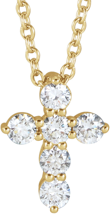 14K Yellow 1/4 CTW Natural Diamond Cross 16-18" Necklace