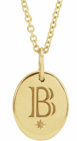 14K Yellow Engravable Oval 16-18" Necklace