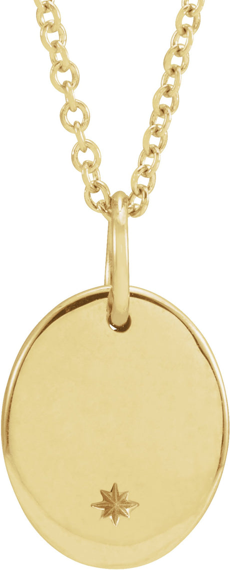 14K Yellow Engravable Oval 16-18" Necklace