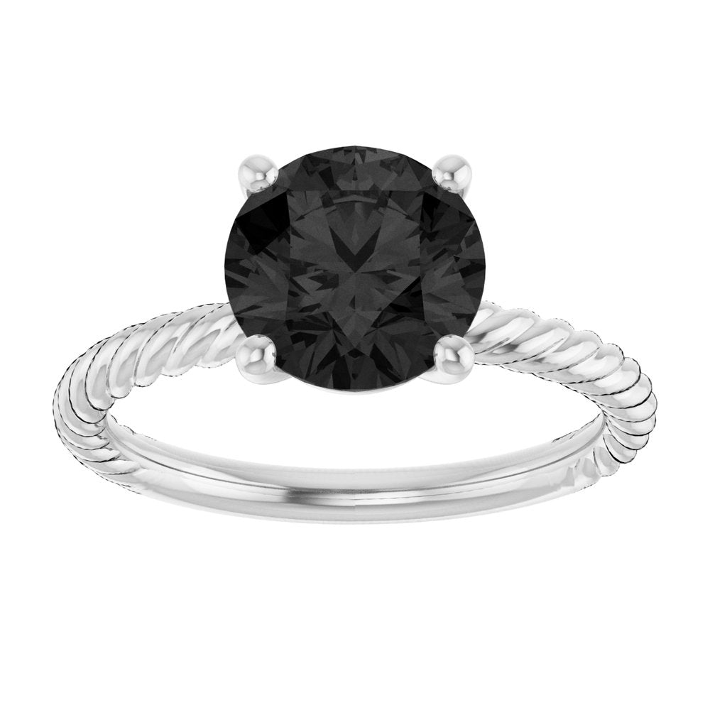 14K White Natural Black Onyx Ring