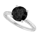 14K White Gold Natural Black Onyx Ring