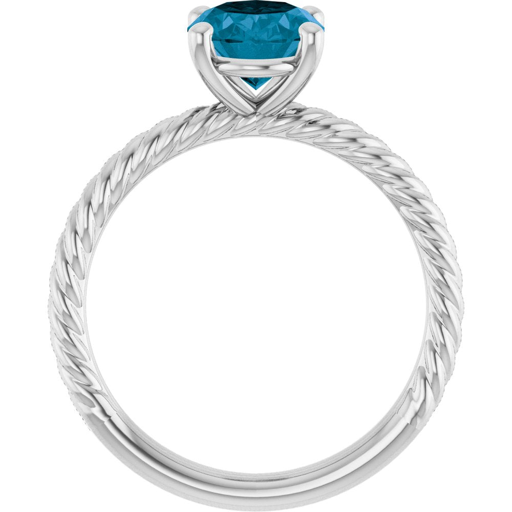 14K White Natural London Blue Topaz Ring