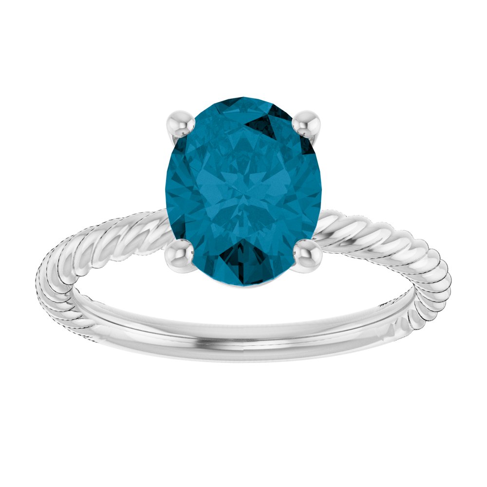 14K White Natural London Blue Topaz Ring