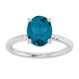 14K White Natural London Blue Topaz Ring