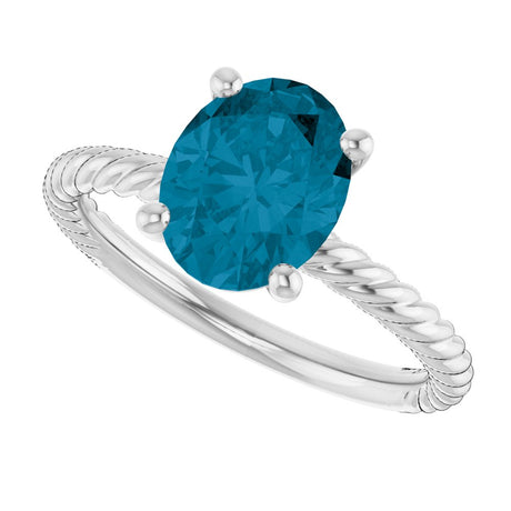 14K White Natural London Blue Topaz Ring