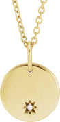 14K Yellow Engravable .005 CT Natural Diamond 16-18" Necklace 