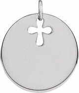 Sterling Silver Pierced Cross Disc Pendant 