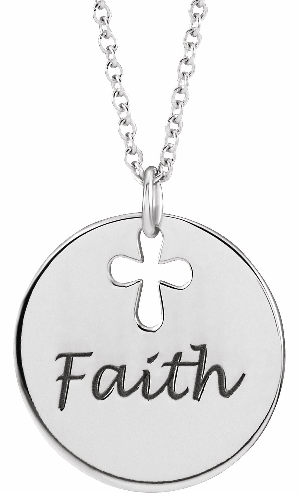 Sterling Silver Engravable Pierced Cross Disc 16-18" Necklace