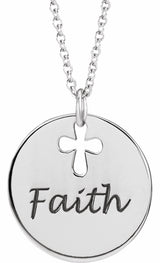 Sterling Silver Engravable Pierced Cross Disc 16-18" Necklace