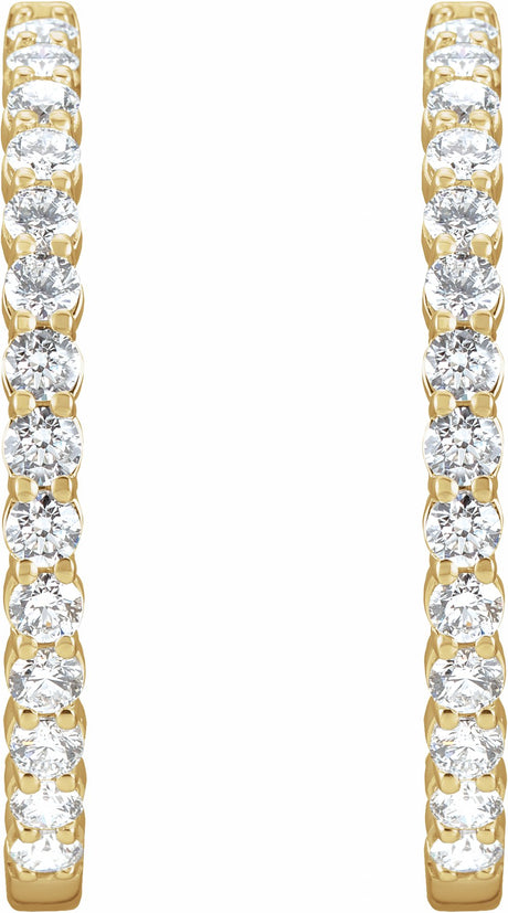 14K Yellow 5 CTW Natural Diamond Inside-Outside Hinged 37.8 mm Hoop Earrings