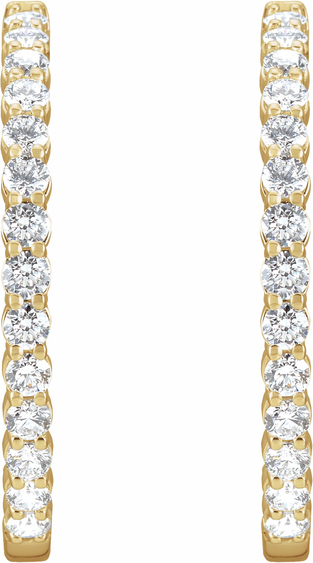 14K Yellow 4 CTW Lab-Grown Diamond Inside-Outside Hinged 36 mm Hoop Earrings