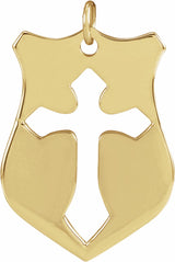 14K Yellow 20.7x15.4 mm Pierced Cross Shield Pendant