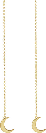 14K Yellow Crescent Moon Chain Earrings