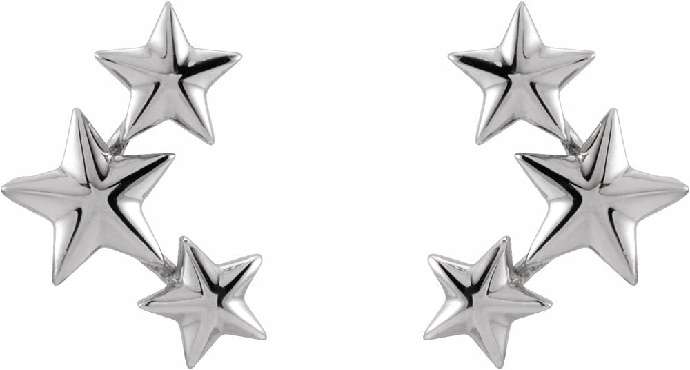 14K White Star Ear Climbers