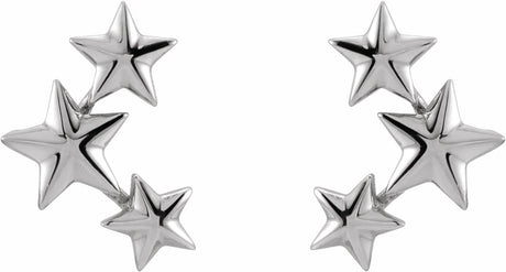 14K White Star Ear Climbers