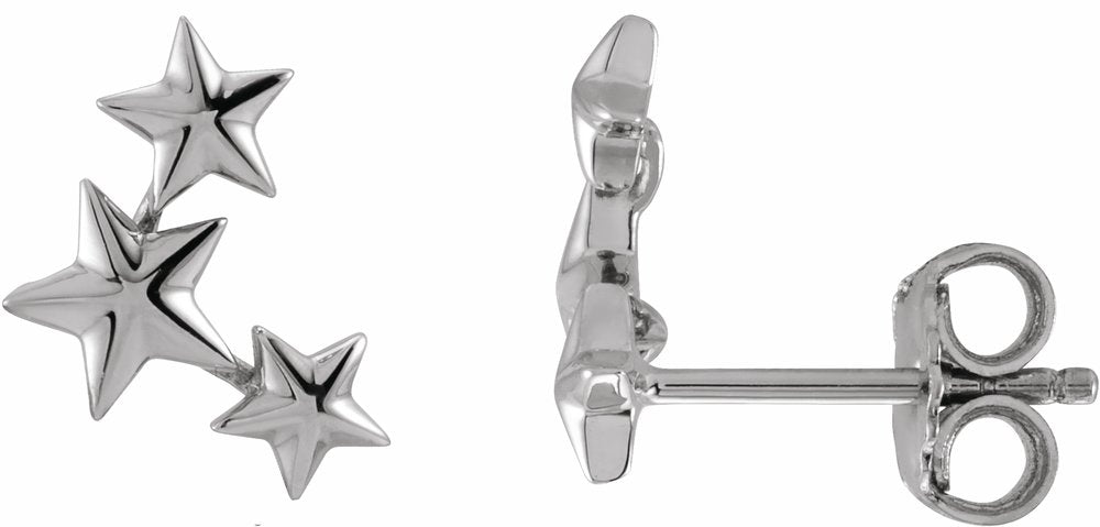 14K White Star Ear Climbers