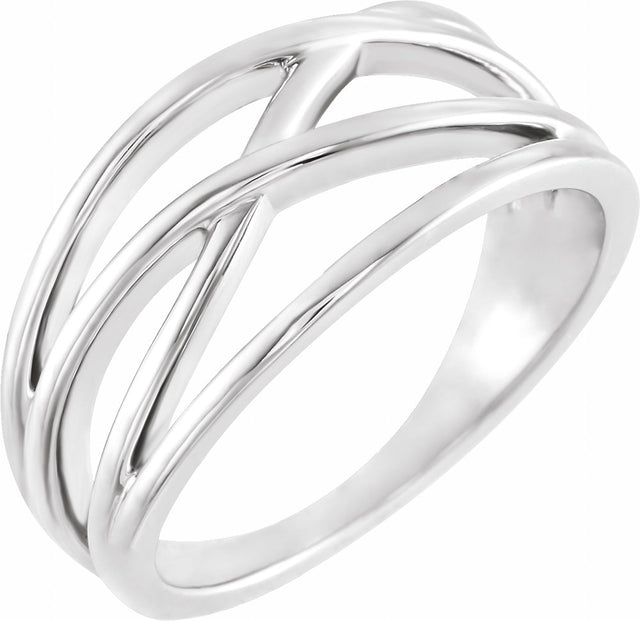 14K White Gold Criss-Cross Ring