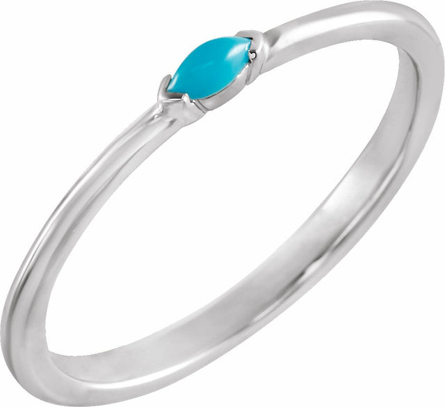 Sterling Silver Natural Turquoise Stackable Ring 