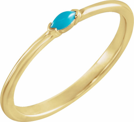 14K Yellow Gold Natural Turquoise Stackable Ring 