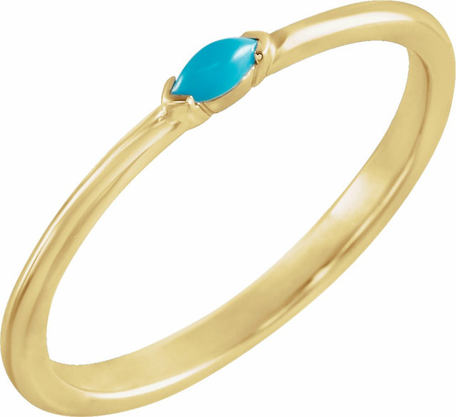 14K Yellow Gold Natural Turquoise Stackable Ring 