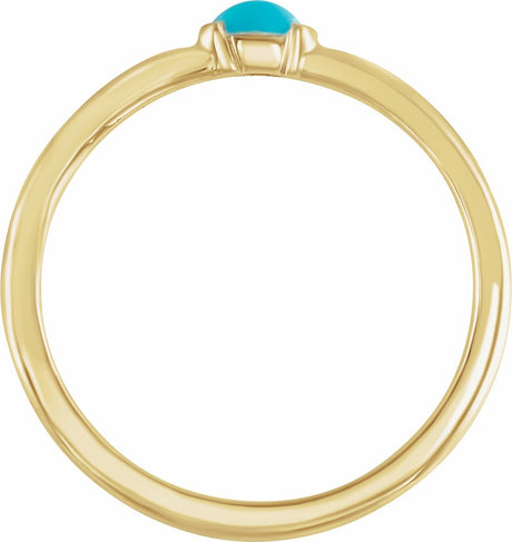 14K Yellow Gold Natural Turquoise Stackable Ring 