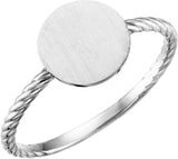 Continuum Sterling Silver Be Posh® Engravable Rope Signet Ring