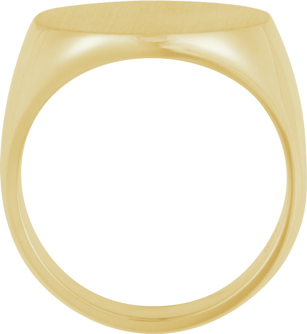14K Yellow Gold 18 mm Round Signet Ring