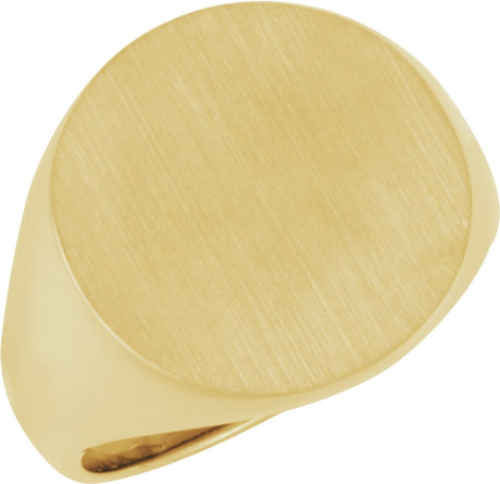 14K Yellow Gold 18 mm Round Signet Ring