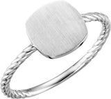 14K White Be Posh® Engravable Rope Signet Ring