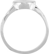 14K White 14x11 mm Oval Signet Ring