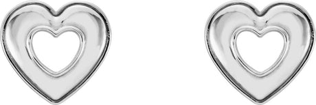 14K White Heart Earrings