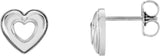 14K White Heart Earrings