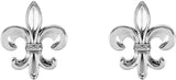 14K White 10.7x9 mm Fleur-de-Lis Earrings