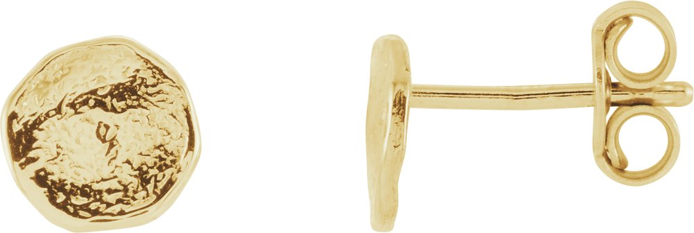 14K Yellow Textured Stud Earrings