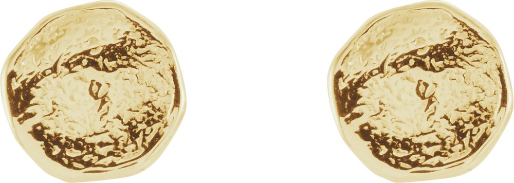 14K Yellow Textured Stud Earrings