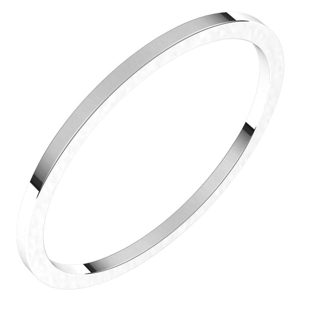 10K White 1 mm Flat Band Size 7