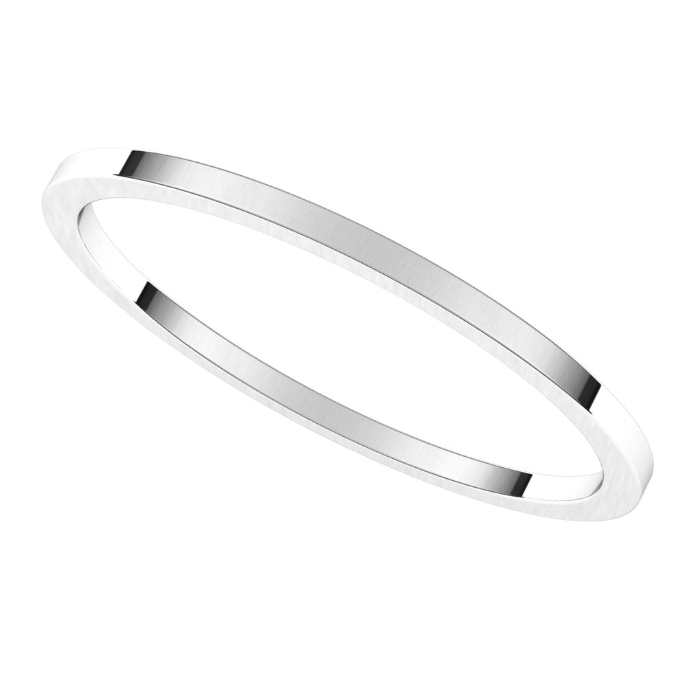 14K White 1 mm Flat Band