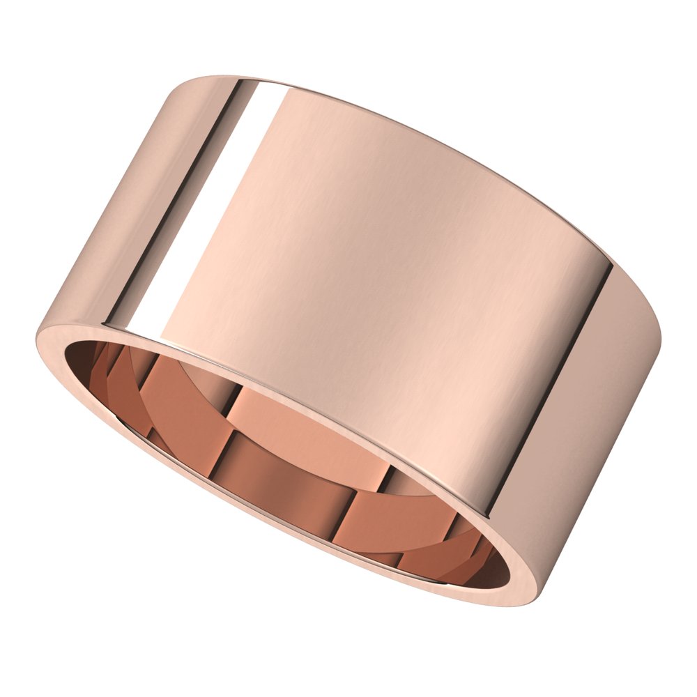 14K Rose 10 mm Flat Band Size 10