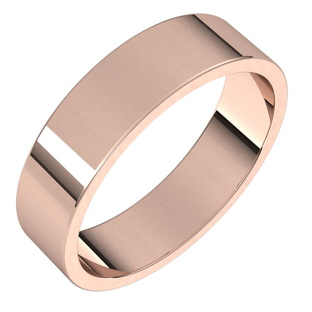 14K Rose 5 mm Flat Band Size 7.5