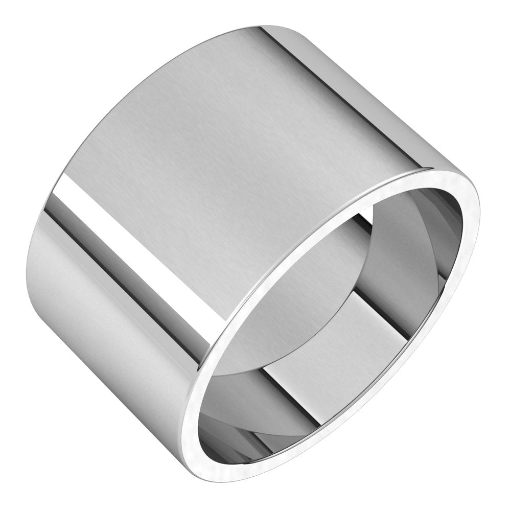 14K White Gold 12 mm Flat Band Size 9.5