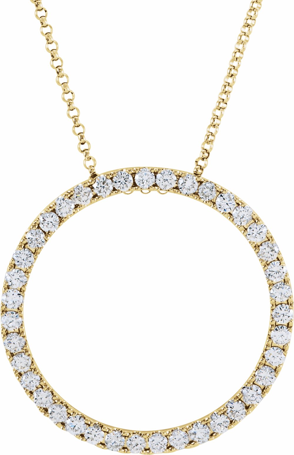 14K Yellow 1 CTW Natural Diamond Circle 18" Necklace