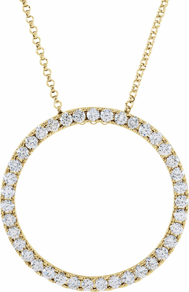 14K Yellow 1 CTW Natural Diamond Circle 18" Necklace