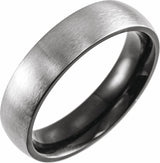 Black PVD Titanium 6 mm Comfort-Fit Half Round Band Size 7.5