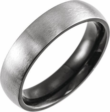 Black PVD Titanium 6 mm Comfort-Fit Half Round Band Size 7.5