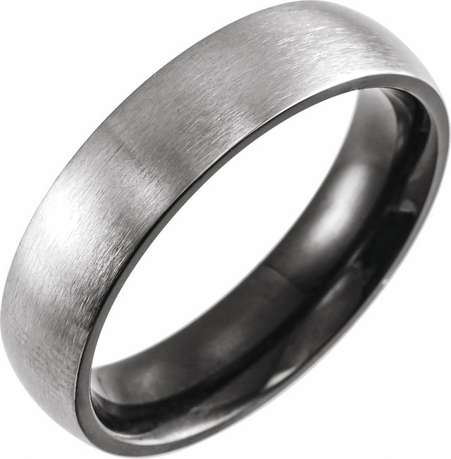 Black PVD Titanium 6 mm Comfort-Fit Half Round Band Size 7.5